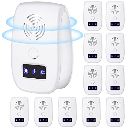 12 Pcs Ultrasonic Pest Repeller Electronic Pest Repellent Plug In Indoor Pest Repellent Ultrasonic Plug In Indoor Ultrasonic Insect And Pest Repellers For Spider Insect Roach Mouse Mosquito Control #TOP30