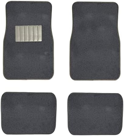 New Carpet Car Floor Mats 4 Pc Set for Cars Trucks SUVS with Heel Pad -Front and Rear Mats Universal Classic Matching Heel Pad (Charcoal)