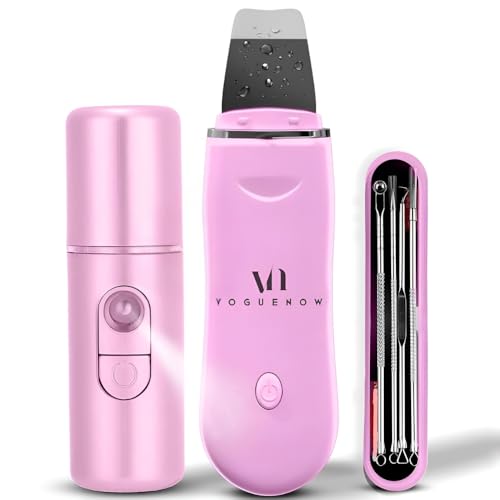 Skin Scrubber Face Spatula (Set of 3) - Deep Cleansing Blackhead Remover with Facial Mist Sprayer & Extraction Toolkit - Ultrasonic Skin Scrubber with Pore Extractor & Serum Infuser- Face Scraper Kit