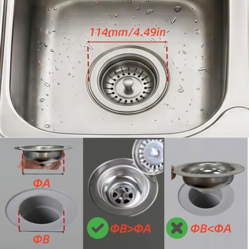 Miniatura 5 de Sopimusz Válvula De Desagüe Para Fregadero, Interfaz Redonda, Acero Inoxidable, 114 Mm, Con Rebosadero Redondo