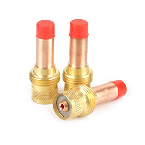 Lente de Gás TIG, Lente de Gás de Soldagem Dourada e Vermelha de Fácil Instalação com 3pcs para Sold