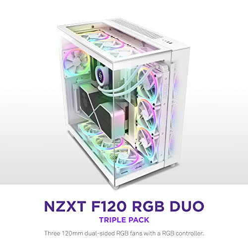 Image of NZXT F120 RGB Duo Triple Pack - 3X 120mm RGB Fans + Hub - White