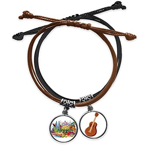 Pulsera de guitarra de Malasia con cordon de cuero DIYthinker