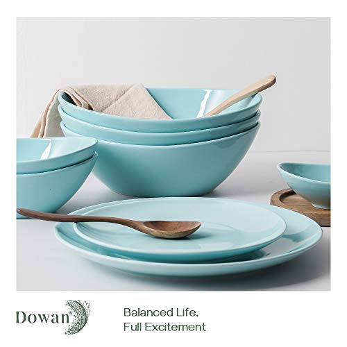 Dowan 9" Porcelain Serving Bowls, Large Serving Dishes, 36 Ounce For Salads, Side Dishes, Pasta, Oval Shape, Microwave & Dishwasher Safe, Good Size For Dinner Parties, Set Of 4, Turquoise #TOP23
