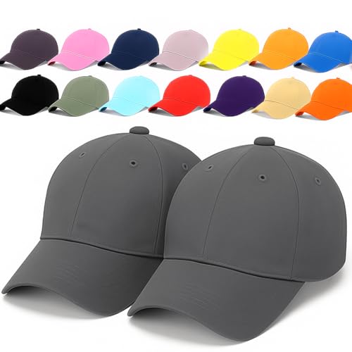 Image of Unisex Adjustable Baseball Cap Pack of 2 - Solid Color, Breathable, Stylish Cotton Caps for Men & Women - Outdoor Sports, Travel, Casual Wear