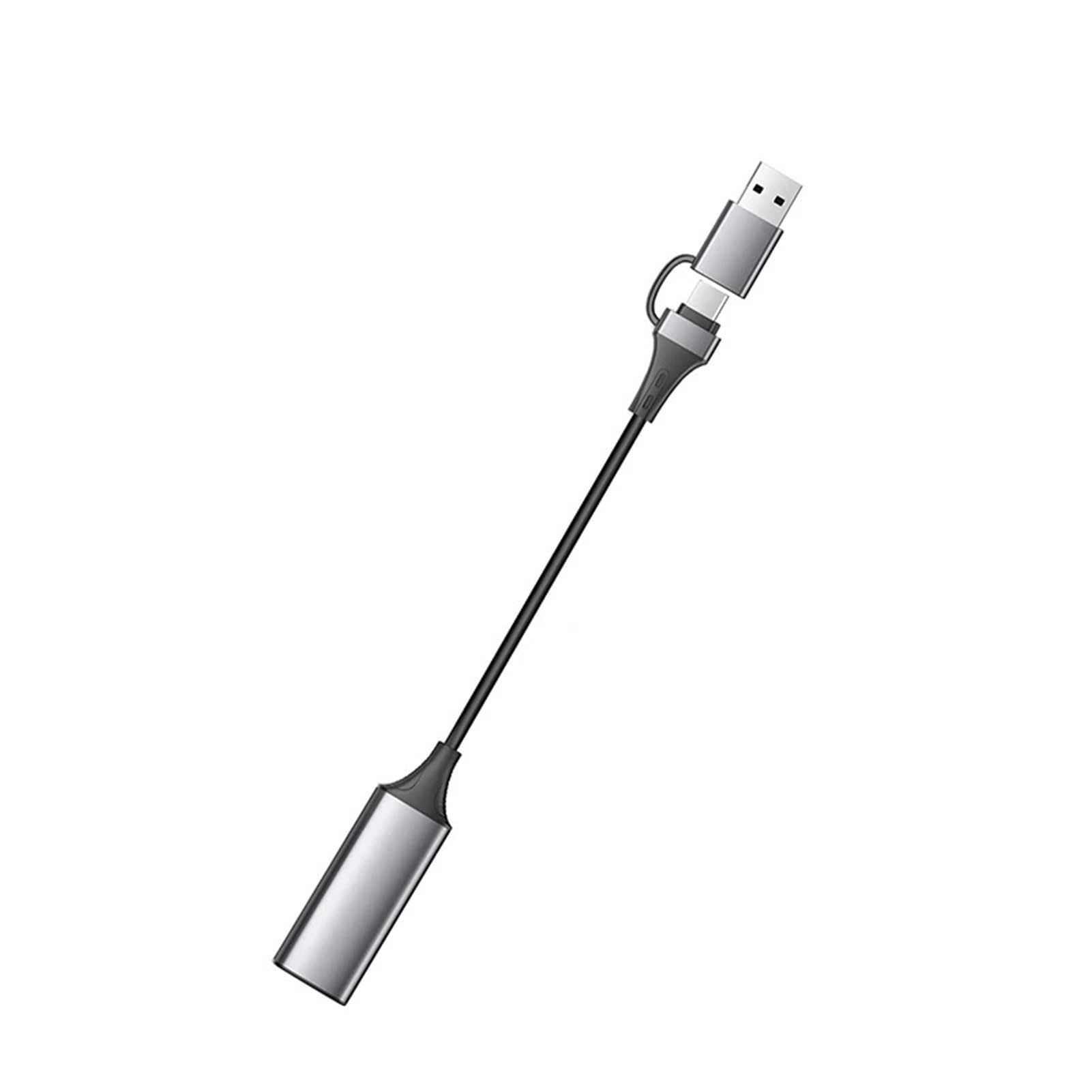 Tarjeta de Captura Video USB/Tipo C 2 en 1, 4K, USB-C a HDTV, 1080P, for PC, grabación Juegos, cámara, transmisión fácil de operar(B)