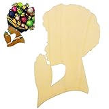 Head Silhouette Wooden Cutout Craft Template for Wreath Afro African Women Queen Black Mother DIY Crafts for Mom Holiday 15', Multi-Styles (B)