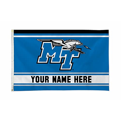Rico Industries NCAA Middle Tennessee Blue Raiders Personalized - Custom 3' x 5' Banner Flag - Made in The USA - Indoor or Outdoor Décor