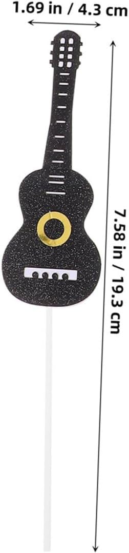 Music Note Cake Toppers Guitar Decorations for Birthday Party Gold Non-edible Cake Picks Set of 8 for Men’s Celebration