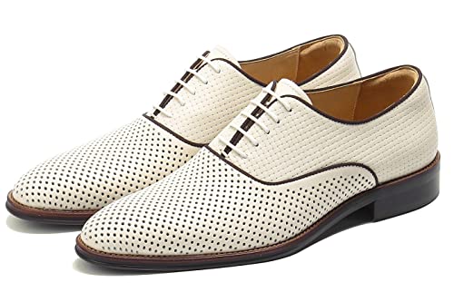 Santimon Mens Oxfords Formal Dress Shoes Summer Skeleton Genuine Leather Derby Fashion Business Casual Prom Wedding Tuxedo Comfortable Shoes for Men4