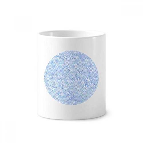 Gobelet céramique vagues bleues stable et polyvalent pour brosses et stylos