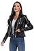 Fahsyee Women's Faux Leather Jackets - Moto Biker Motocycle PU Zipper Coat Lightweight Blazer Vegan Black S