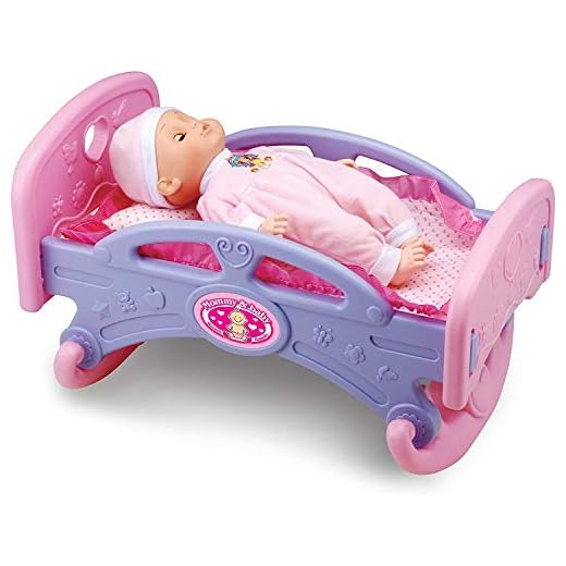 Liberty Imports Mommy and Baby My First Rocking Bed for Dolls - Baby Cradle Toy Furniture and Play Accessories - Fits 14 inches Dolls