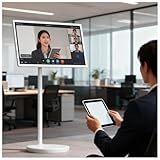 televisor 65 pulgadas 【Multifuncional】Con base de carga desmontable, se puede usar en múltiples escenas (sala de estar, cocina y exteriores). Este televisor móvil de piso a techo admite funciones de pizarra, proyección y puede ejecutar diversas aplicaciones, ideal para transmisiones en vivo, fitness, entrenamiento, entretenimiento y otras aplicaciones.