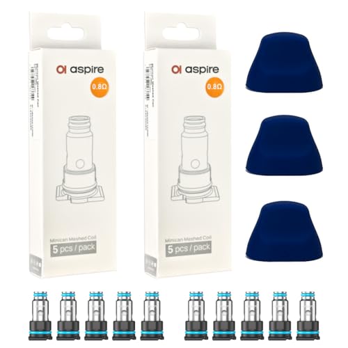 Aspire Minican 3 / 3Pro �����p�R�C�� 2���i���v10�j+ �V���R���L���b�v3�Z�b�g (0.8��, �V���R���L���b�v�i�u���[�j)