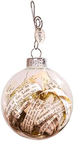 Dorinta Handmade Antique Rescued Bible Glass Globe Christmas Ornaments - Tree Decor with Faith Charm - Hanging Accessories For Home, Room, Office, Church - Unique Gift for Friends, Family, Pastor