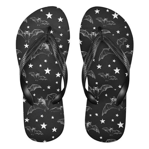 Flip Flop Sandals Bat and Star Print for Women Men Beach Outdoor XS