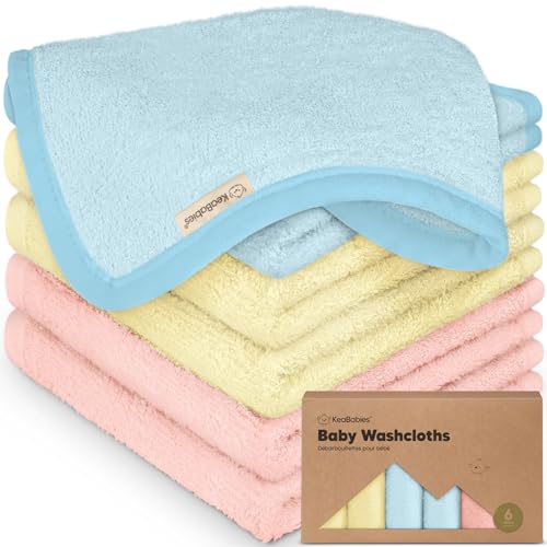 Image of 6-Pack Baby Washcloths - Soft Absorbent Viscose from Bamboo Wash Cloths for Babies, Kids, Toddlers, Infant, Newborn Bath Towels, Gentle on Sensitive Skin, 10x10 Reusable Face Towels (Candy Pop)