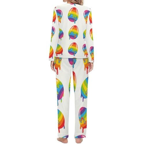 Image of Womens Pajamas Sets 2 Piece Long Sleeve Lounge Set Loose Pants Pj Sets Loungewear with Pockets