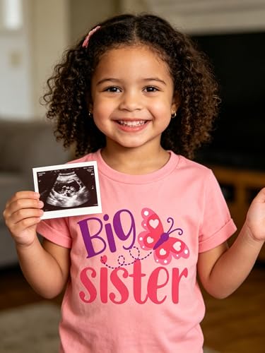 Image of Funnycokid Big Sister Shirts for Girls Pregnancy Announcement Toddler Promoted to T-Shirt 1-7 Years