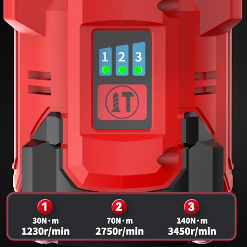 Cordless Impact Driver Kit 16.8V Max Torque 140Nm（105ft-lbs）High Rotation Electric Impact Driver Brushless Motor Continuously Variable Rechargeable 1/4" impact driver 2.0Ah Batteries thumbnail 2