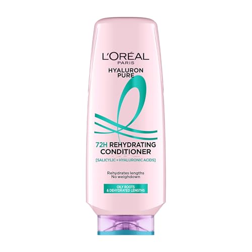 Image of L'OREAL PARIS Unscented Hyaluron Pure 72H Rehydrating Conditioner for All Hair Types For Smooth Tangle-Free Hair, 175 Millilitres