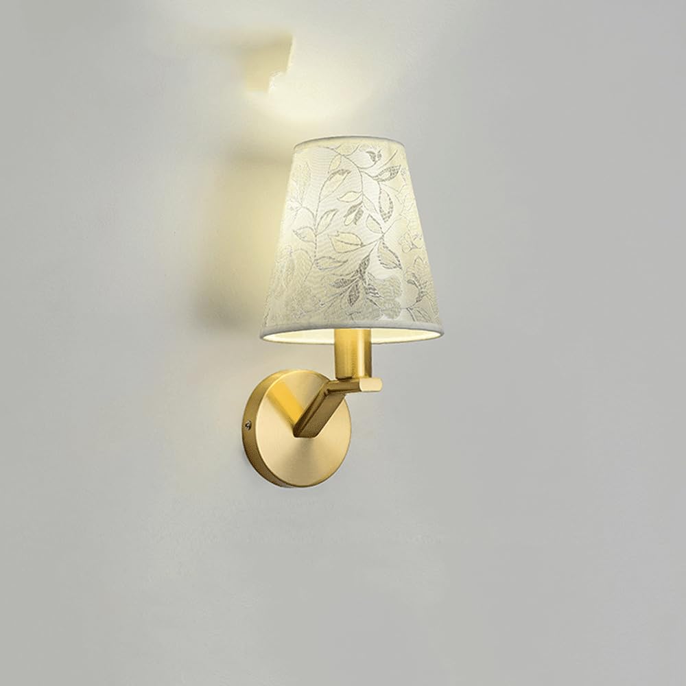 SMCCYYSD American Full Copper Wall Lamp Bedroom Bedside Fabric Lights Japanese Background Sconces Staircase Entryway Study Room Mounted Lighting Fixture