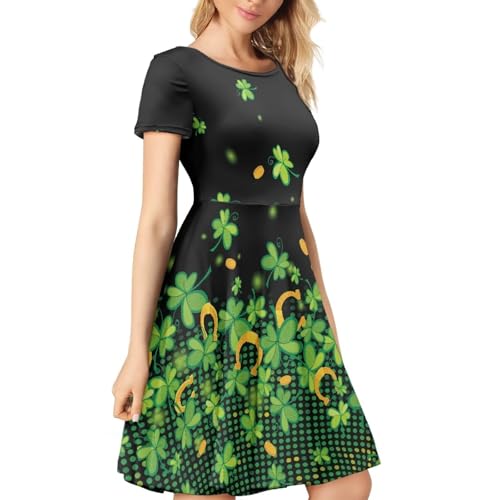 Image of Biyejit Women's Summer Casual Short Sleeve T-Shirt Swing Dress Crew Neck Plus Size S-4XL