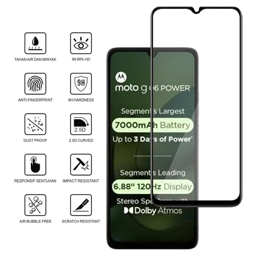 Image of amazon basics Tempered Glass Screen Protector Compatible with Moto G06 Power 5G Transparent Protective Film [Clear HD] - Pack of 2