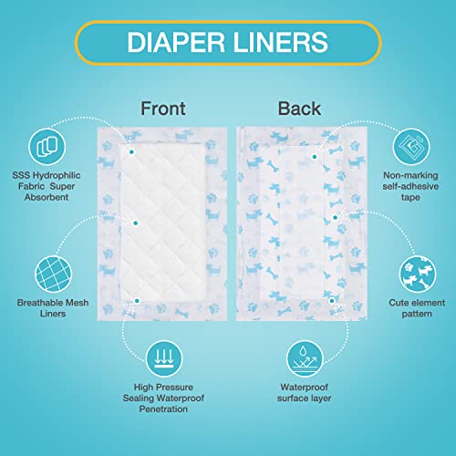 Jollywoods Dog Diaper Liners Booster Pads For Male & Female Dogs 80Ct, Disposable Doggie Diaper Inserts Fit Most Pet Belly Bands And Male Wraps, Super Breathable, Absorbent With Leakproof Xs #TOP1