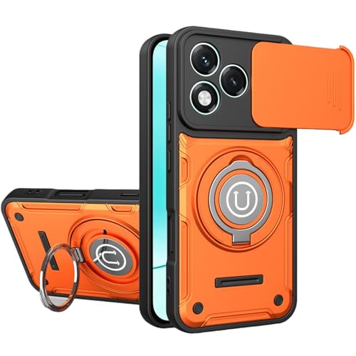 �X�}�z�P�[�X �Ή��@�� for Honor 400 Lite�y�}�O�l�b�g���ԍڃ}�E���g �����h�~ 2-in-1 PC+TPU 2�E�F�C�u���P�b�g�X�^���h �J���������Y�ی�zOrange