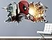 WARMBERL Adesivo Murale Adesivi Deadpool Comic Fun Decorazione Adesivo Murale Vinile Rotto Adesivo Bambini 3D Arte