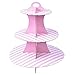 Karton Tortenständer 3 Etagen, Streifen Cupcake Ständer Muffin Ständer Tortenetagere Dessert Etagere, Pappe Kuchenständer Servierständer für Hochzeit Party Geburtstag Baby Dusche, 7" 10" 12" (Rosa)