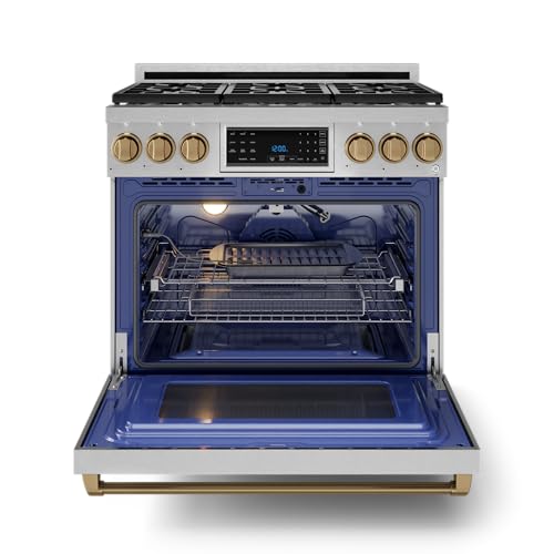 Image of Gordon Ramsay by THOR Kitchen 36 Inch Professional Liquid Propane Range with Tilt Panel Touch Control in Stainless Steel /Bronze