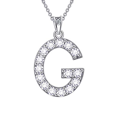 Preisvergleich Produktbild Besilver Anfangsbuchstabe G Halskette Frauen 925 Sterling Silber Strass Alphabet Anhänger Halskette Brautjungfern Schmuck Geschenk FP0073G