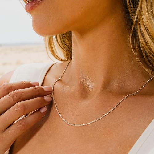 Toptrend Solid 925 Sterling Silver Italian 1mm Box Chain Necklace for Women Girls, Super Thin & Strong Necklace Chain 16/18/20/22/24 Inch - Image 4