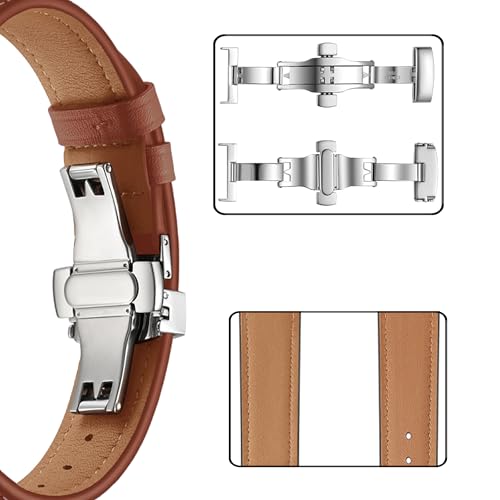 Image of ACM Watch Strap 20mm compatible with Compaq Q Watch Smartwatch | Luxury Leather Clasp Lock Belt Band