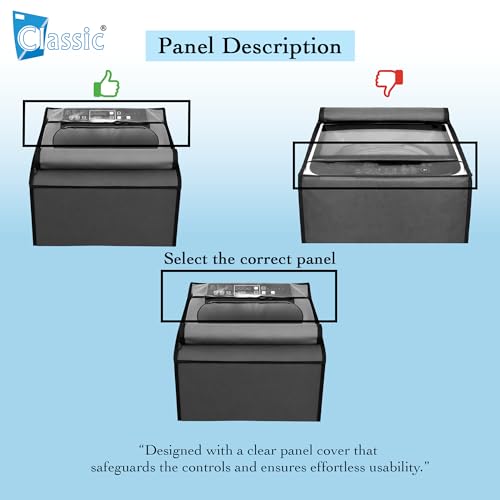 Image of Classic Top Load Washing Machine Cover Suitable For Whirlpool 360 / Stain Wash Back Panel 6 Kg, 6.5 Kg, 7 Kg, 7.5 Kg, Waterproof & Dustproof (58cmsX58cmsX97cms, Grey)