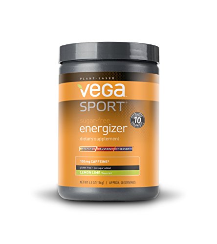 Vega Sport Pre-Workout Sugar-Free Energizer Lemon Lime (4.8 oz, 40 Servings) - Vegan,  Keto-Friendly, Gluten Free,  Sugar Free, All Natural, Pre Workout Powder, Non GMO