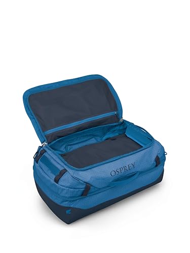 Image of Osprey Transporter Squffel - Durable, Square Split Travel Duffel Bag, Blue Flame /Nocturnal Blue, 70l