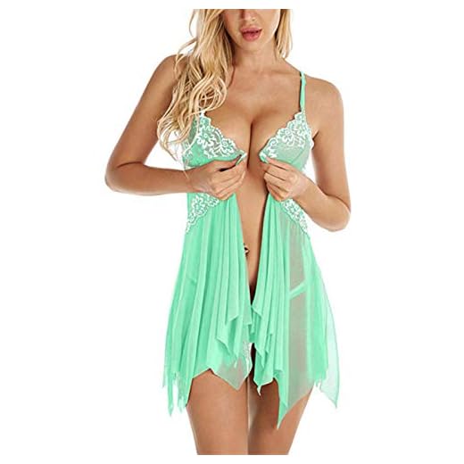 Bwer Lencería Sexy para Mujer Vestido de lencería de Encaje Tallas Grandes Sexo exótico Erótico Babydoll Ropa de Dormir Disfraz Pijamas, Verde, M