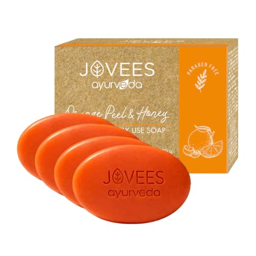 Image of Jovees Herbal Brightening & Exfoliating Soap 400g - Orange Peel & Honey Daily Use Bar, Gently Removes Dead Skin, Smoothens Texture, Reveals Glowing, Soft Skin, Gentle Herbal Cleanser for Men & Women (Set of 4)