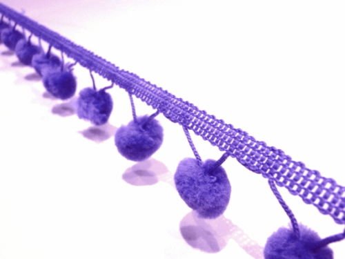 Bordure à pompons violet au mètre pour mercerie et couture