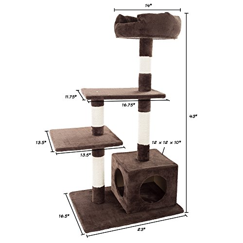Torre para Gatos de 4 Niveles, con 3 Perchas y Rascadores miniatura 2