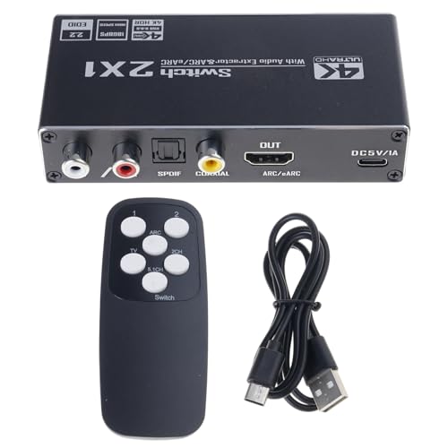 Extracteur de son HDTV 2x1 ARC à 3 modes audio pour projecteur et TV