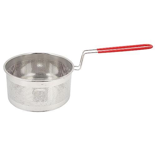 Sunicon less Steel Deep Fryer Basket, Multifunctional Deep Fryer Basket Round 304 less Steel Fry Baskets With Handle, for French Chips Onion Rings Chicken Pasta (Medium 18CM)