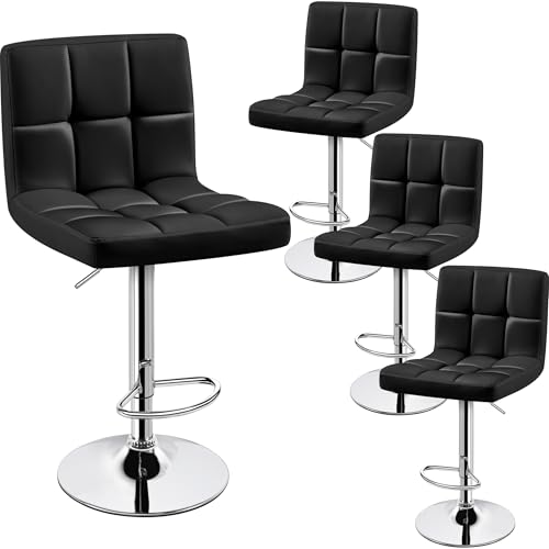 Yaheetech Bar Stools Set of 4, PU Leather Swivel Barstools,