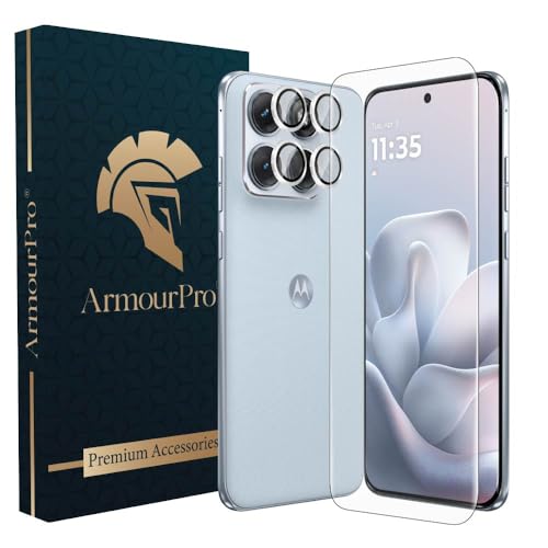 Image of ArmourPro UV Tempered Glass for Motorola Edge 70 Fusion 5G with Silver Camera Ring Guard Combo, Crystal Clear Screen Protector, Case Friendly, Anti-Scratch, Bubble-Free Installation Kit