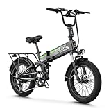 Aipas F3 Electric Bike for Adults with 1500W Motor Peak, 48V 12.8Ah Removable Battery Max 62 Miles 28MPH,20' x 3.0 Fat Tire Folding Electric Bike with 7-Speed and Full Suspension.