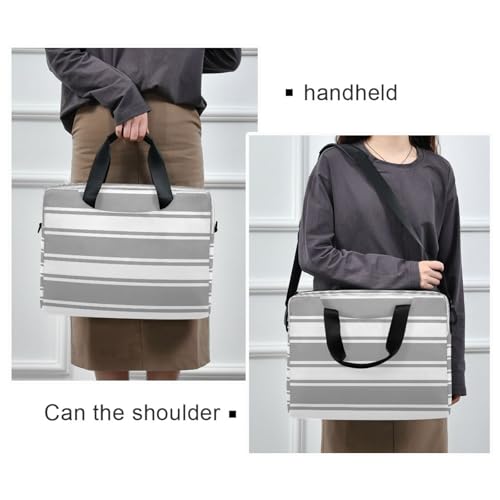 Bolso para laptop gris a rayas para oficina y negocio miniatura 2
